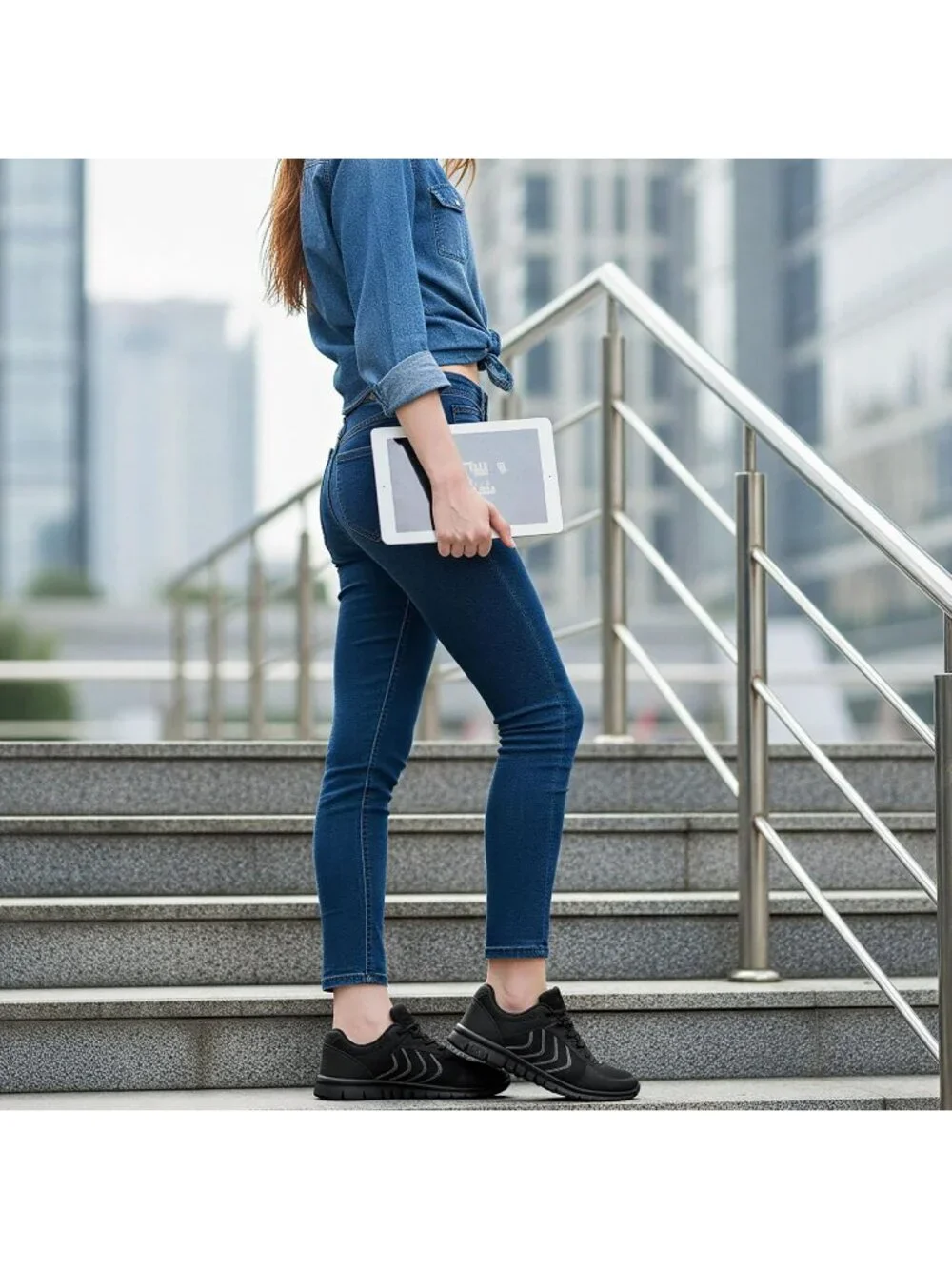Women's Black Full Lightweight Non Slip Mesh Breathable Casual Walking Sneakers